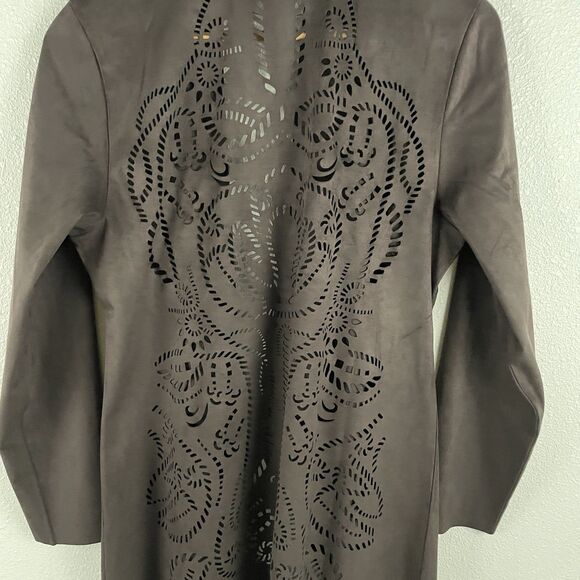 Soft Surroundings Womens M Brown Faux Suede Robin Lasercut Cowgirl Rodeo Open - Picture 7 of 7